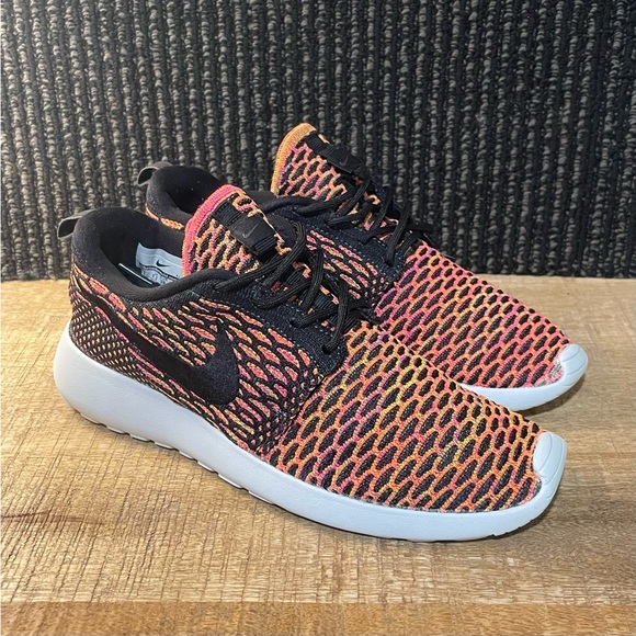 Nike Shoes - Nike Women’s Roshe One Flyknit Black, Purple, Hyper Orange SZ 8.